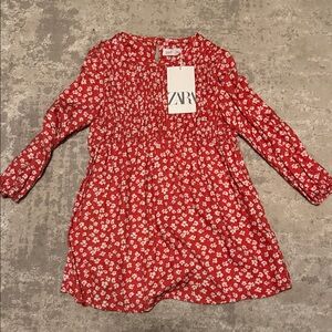 Zara Kids Red and White Floral Dress